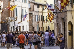 Die Vorbereitungen zum Palio sind nicht zu übersehen